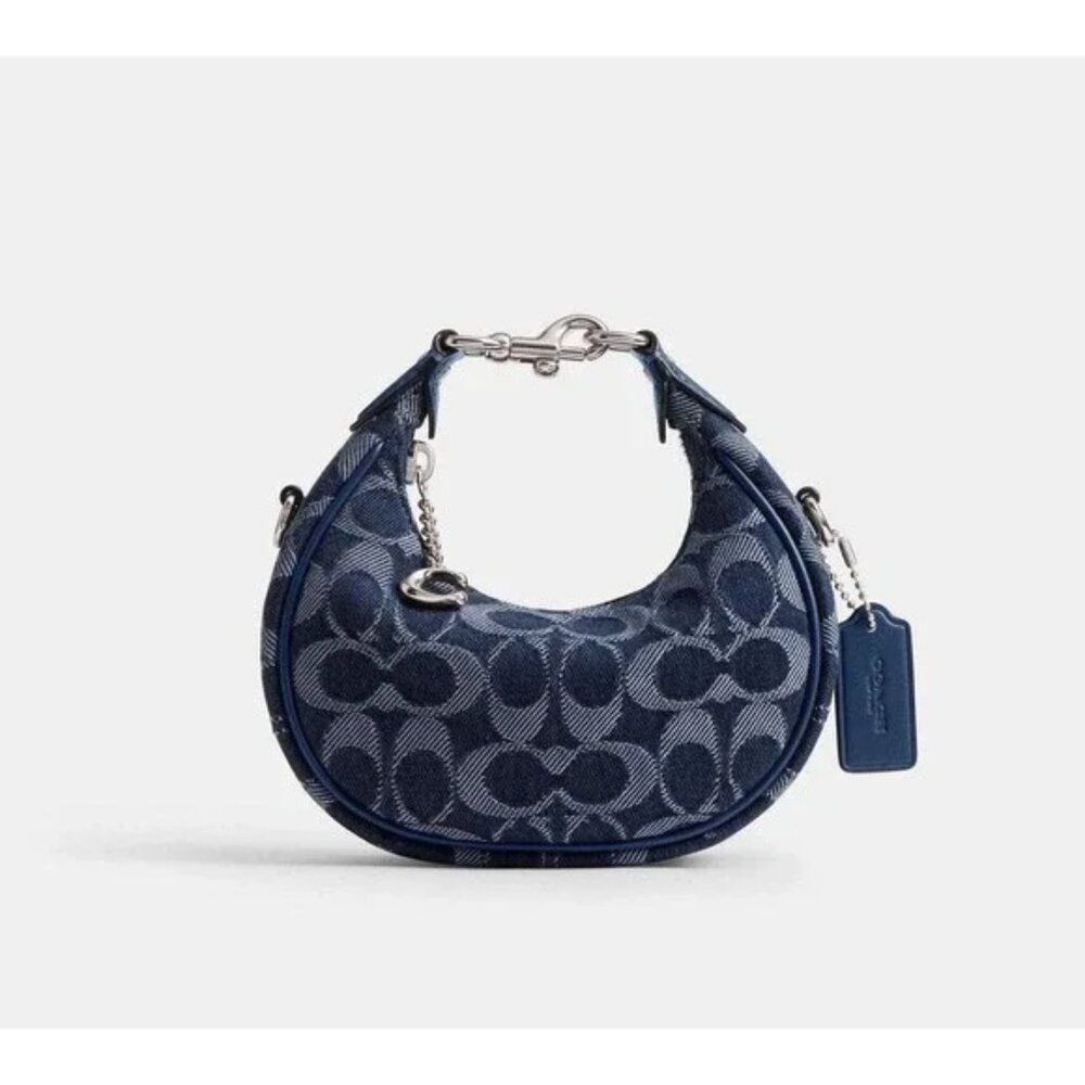 Coach Jonie Denim MINI Bag CAO04 Crossbody Denim Purse Silver Very Rare LIKE-NEW